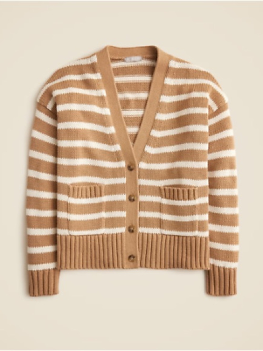J. Crew Heritage cotton relaxed cardigan in stripe camel natural medium